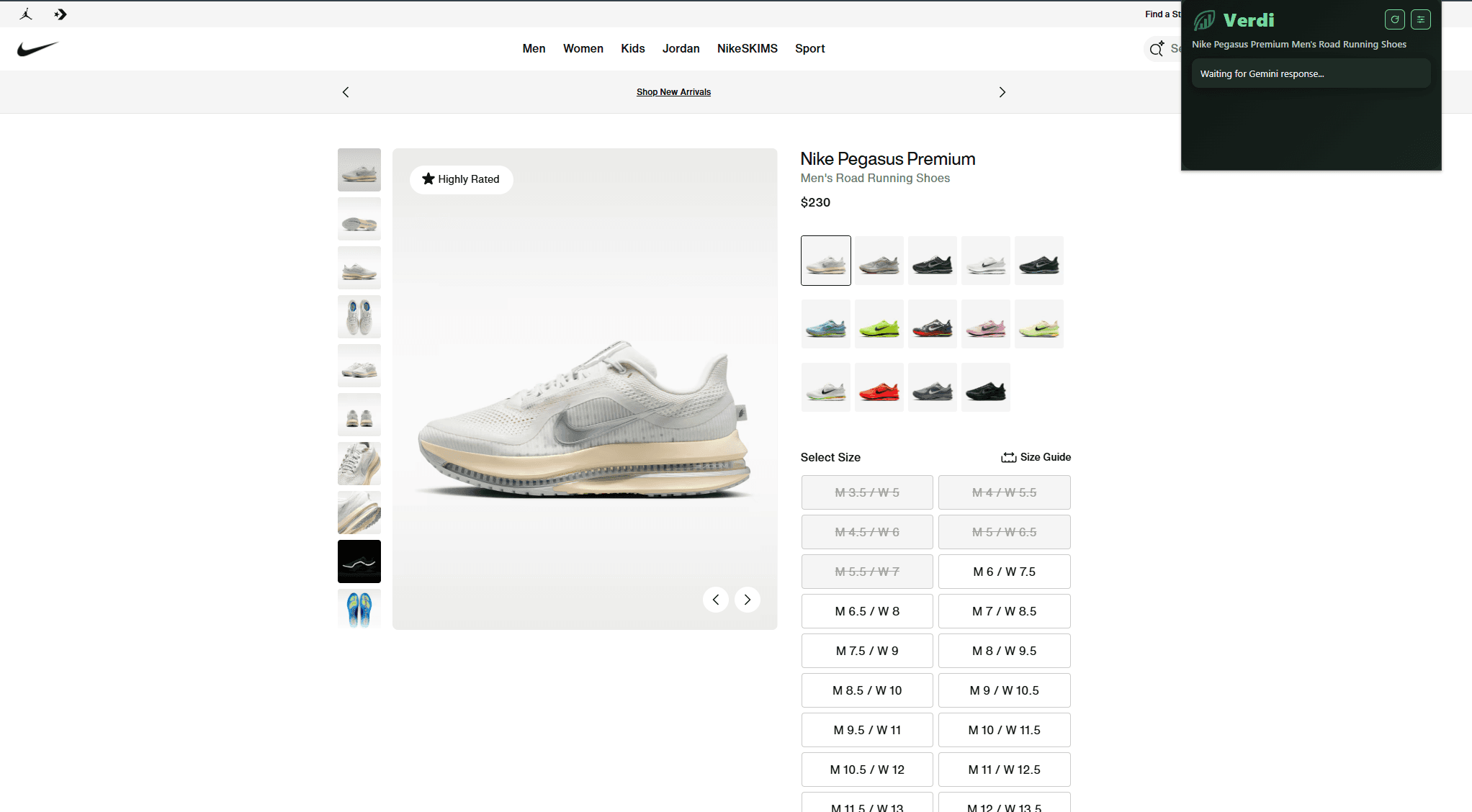 Verdi extension popup with product alternatives